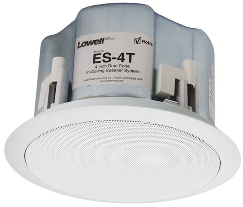 Lowell ES-4T In-Ceiling Coaxial Speaker System, 4" with Press-Fit Grille and Backbox