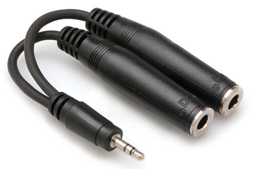 Hosa YMP-233 Stereo Mini (3.5mm) Male to 2 Stereo 1/4" Female Y-Cable, 6"