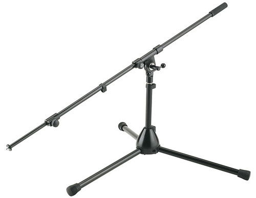 K&M 25500.500.55 Low Level Tripod Microphone Stand with Telescoping Boom, Black