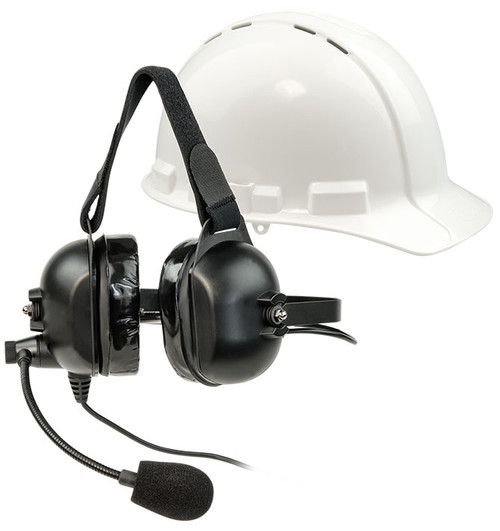 Listen LA-455 Headset 5 Dual On-Ear Industrial with Noise Cancelling Boom Mic used w/Hard Hat