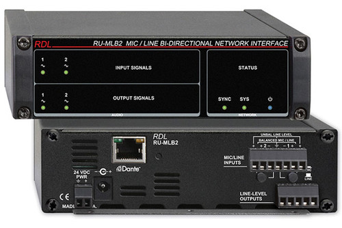 RDL RU-MLB2 Mic/Line Bi-Directional Network Interface, Dante Output