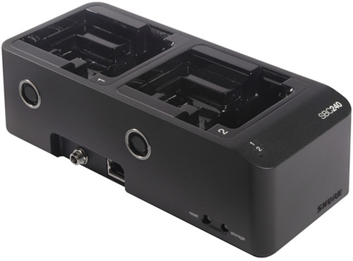 Shure SBC240 2-Bay Networked Battery-Only Tray Charger for SB910 SB920, No Power Supply
