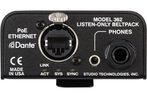Studio Technologies MODEL 362 Dante-Supported Listen-Only Beltpack
