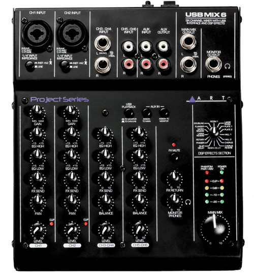 ART USBMIX6 Six Channel Mixer USB Audio Interface with DSP Effects