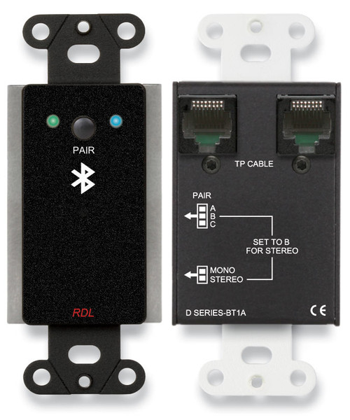 RDL DB-BT1A Wall-Mounted Bluetooth Audio Format-A Interface, Black