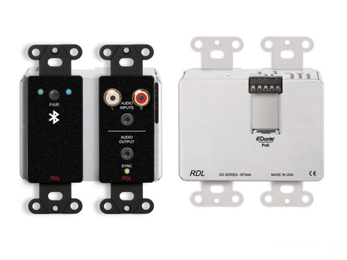 RDL DDB-BTN44 Wall-Mounted Bi-Directional Line-Level and Bluetooth Audio Dante Interface, Black