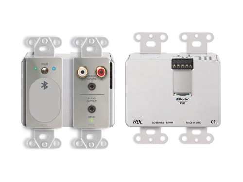 RDL Wall-Mounted Bi-Directional Line-Level & Bluetooth Audio Dante Interface Stainless Steel