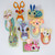 A variety of mounted animal head sculptures