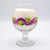 Drinking glass with characters printed on it. Text reads, 'Lounge and Tiki Room.'