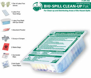 UPC-402 Bio-Spill Clean-Up Pak (w/ Eye Shield & Mask)
