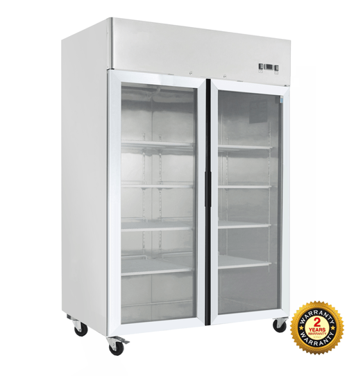 Commercial Upright Freezers - Two Door Stainless Steel Glass / Display Freezer - 1300 Litre - JUFD1300A