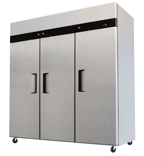 Commercial Storage Freezer- Three Door Stainless Steel Upright Freezer - Top