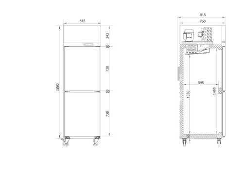 2-Door Upright Fridge