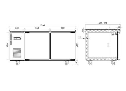 Under Bench Freezer 1500mm