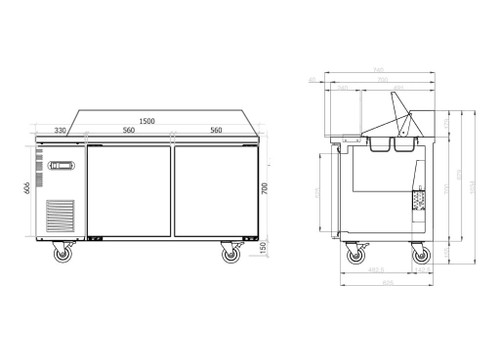 Sandwich Prep Fridge 1500mm