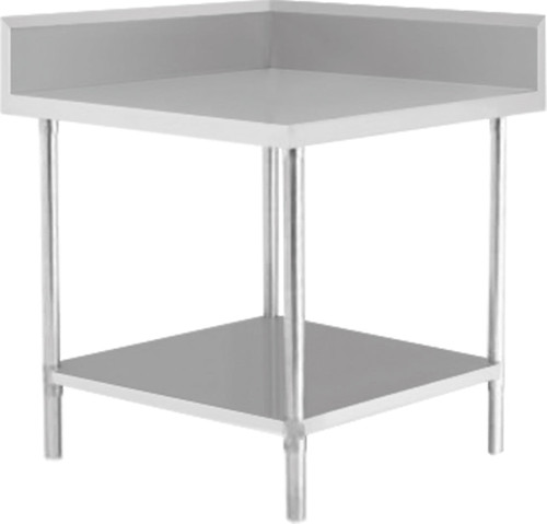 Corner Bench with Splash Wall & Undershelf
