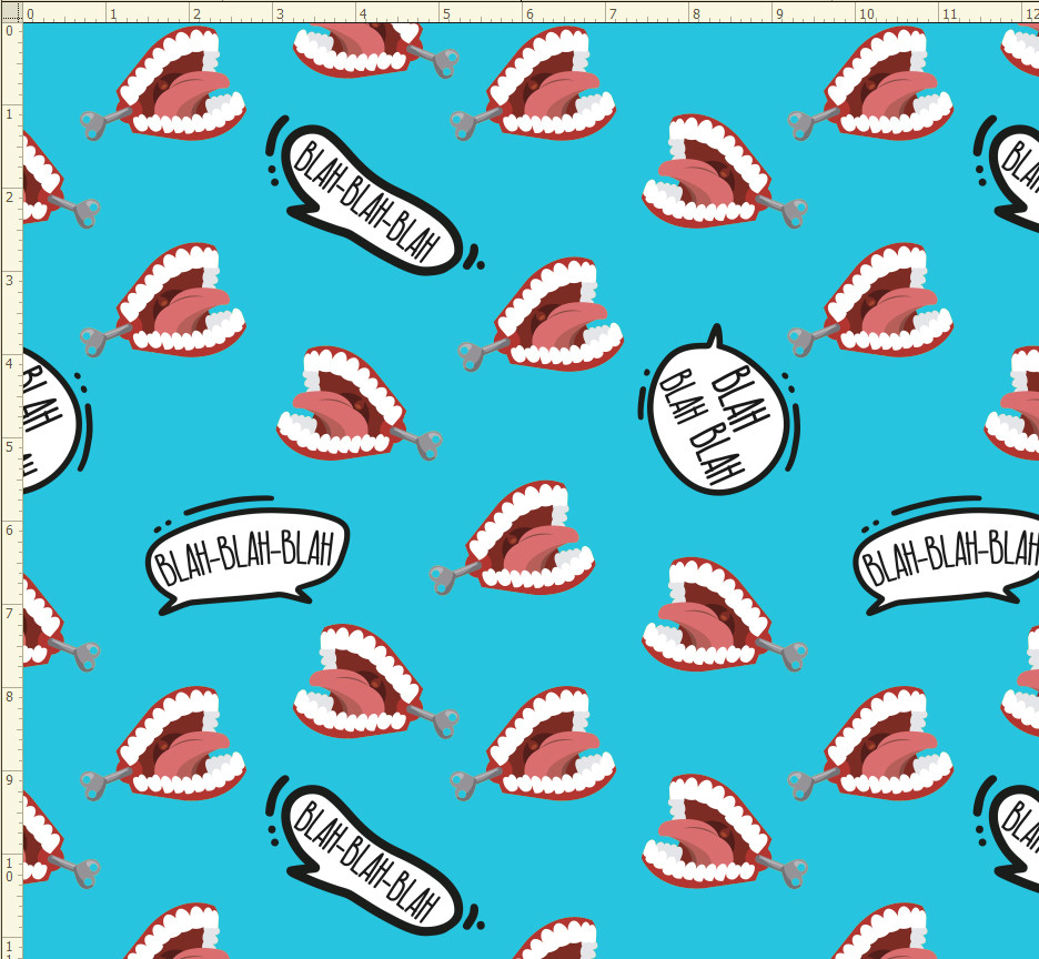 TETH2 - BLAH BLAH BLAH Chattering Teeth - Modern Fox Fabrics