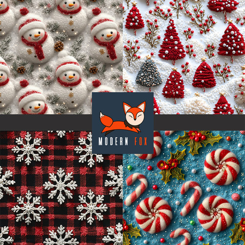 WNT415 - Christmas Embroidery (Printed to Simulate 3D, Not Actual 3D) WNT415 - Christmas Embroidery (Printed to Simulate 3D, Not Actual 3D)