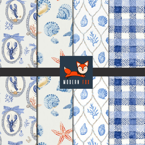NAUT3 - Coastal Line, Nautical, Lobster, Seashell