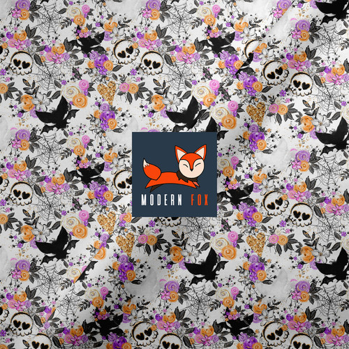 HAL309 - Halloween Floral, Skulls, Bats, Spider webs