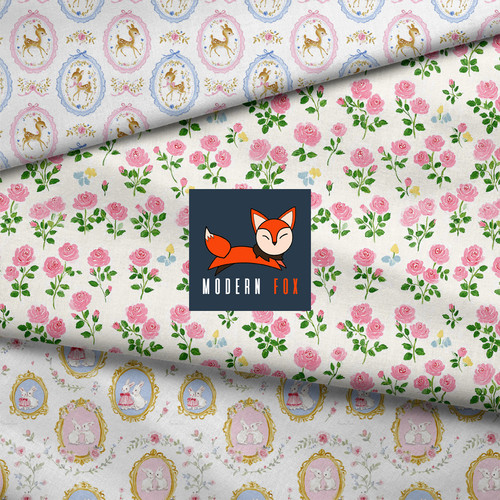 RND7 - Beautiful Woodland Reindeer, Vintage Bunny, Pink Rose Spring