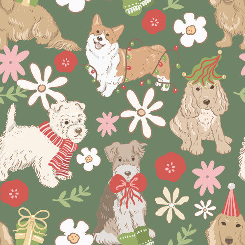 "Christmas Pups" Reversible Soft Minky Bandana