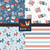 ID94 -  RED and BLUE, Retro Floral Fourth July