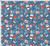 ID94 -  RED and BLUE, Retro Floral Fourth July