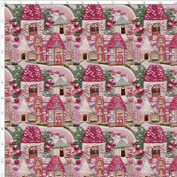 WNT356 - Pink Gingerbread House (Printed to Simulate Embroidery, Not Actual Embroidery)