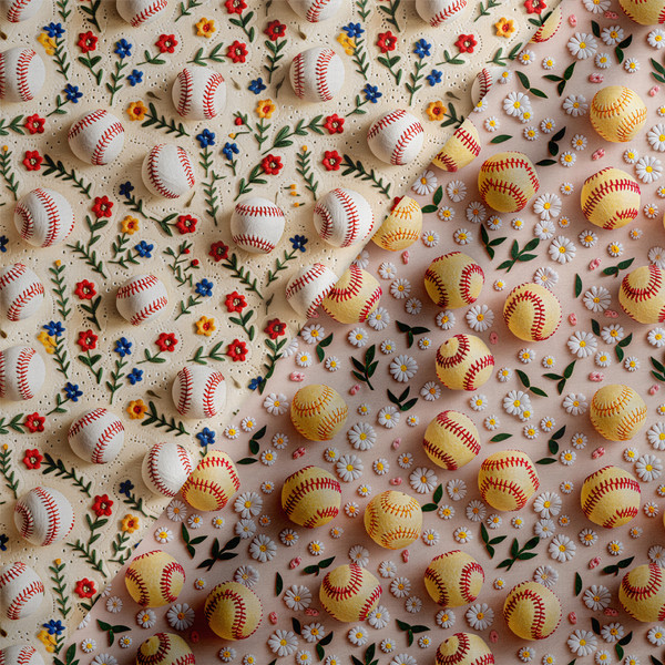 BSB24 - Floral Softball FAUX Embroidery