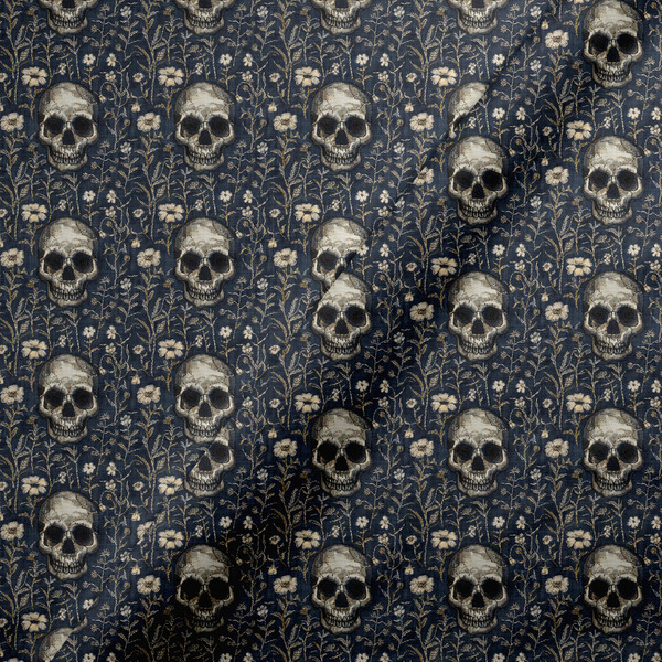 HAL303 - FAUX Skull Flowers Embroidery. NOT Real Embroidery!