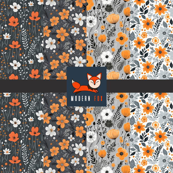 FLW350 - Orange and Gray Autumn Flower