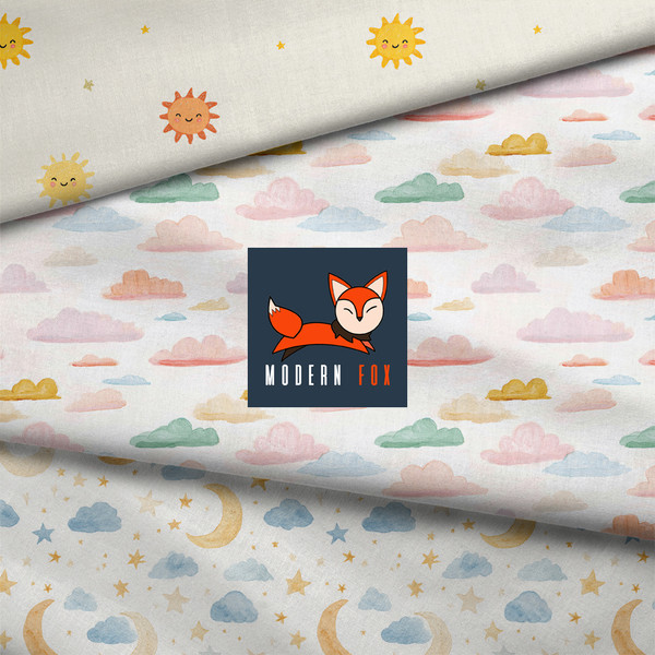 SUN8 - Sun and Star, Dreamy Pastel Cloud, Sleepy Moon and Stars