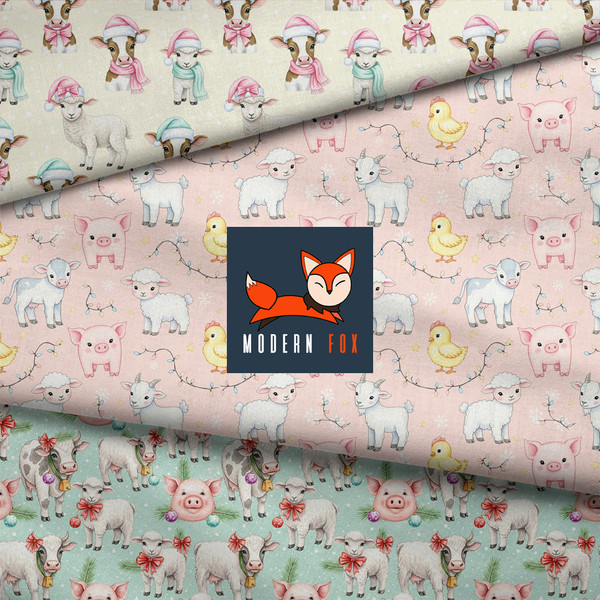 WNT464 - Soft Pastel Farm Christmas