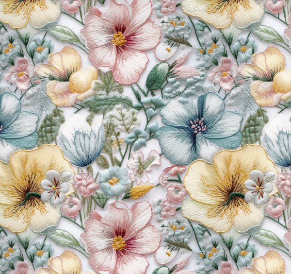 Embroidery Pink Floral Printed (FLWEMB1)