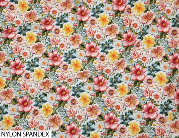 Printed Embroidery Pink Floral (FLWEMB5)