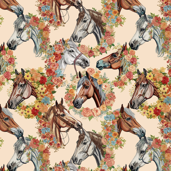 Printed Embroidery Horses (HOR1)