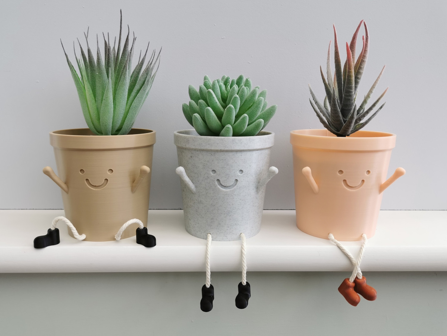 Happy Smiley Pots With Cord Legs, Cute Sitting Plant Pot, Sitting Planter,  Indoor Plant Pot, Planter With Legs, Happy Face Pot, Pot Holder