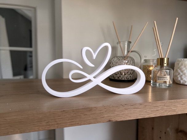 Infinity Heart Ornament, Modern Art Home Decor, Freestanding Shelf Sculpture, Romantic Line Art Gift