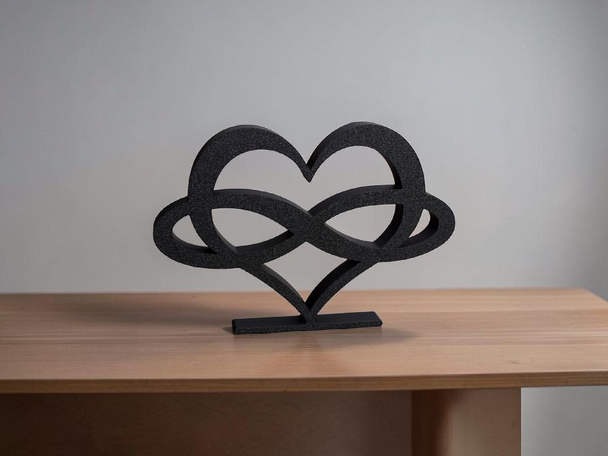 Infinity heart gift ornament — symbolic 3D‑printed décor piece for weddings, anniversaries, and special occasions.