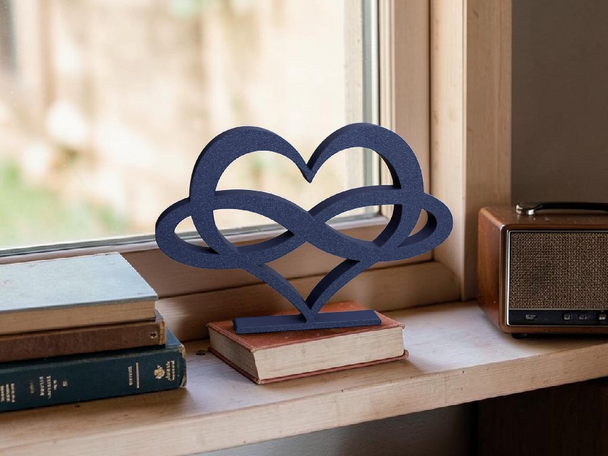 Infinity Heart Ornament, Modern Heart Sculpture, Freestanding Shelf Decor, Abstract Line Art, Romantic Couple Gift, Contemporary Home Accent