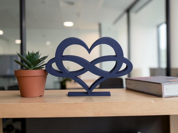 Infinity Heart Ornament, Modern Heart Sculpture, Freestanding Shelf Decor, Abstract Line Art, Romantic Couple Gift, Contemporary Home Accent