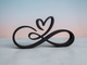 Infinity Heart Ornament, Modern Art Home Decor, Freestanding Shelf Sculpture, Romantic Line Art Gift