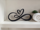 Infinity Heart Ornament, Modern Art Home Decor, Freestanding Shelf Sculpture, Romantic Line Art Gift