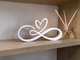 Infinity Heart Ornament, Modern Art Home Decor, Freestanding Shelf Sculpture, Romantic Line Art Gift
