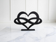 Eco friendly infinity heart — sustainable PLA heart‑infinity ornament, modern décor for shelves and desks.