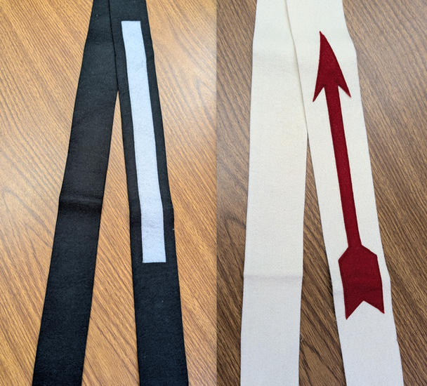 Ceremonial Historic Sashes - 2 Sash Set (Black & White Sashes)