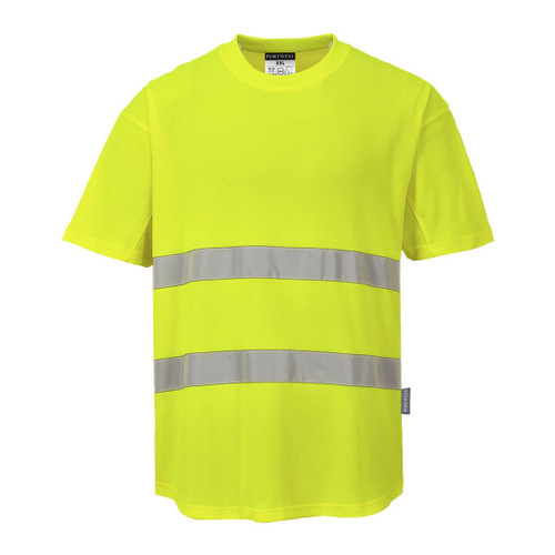 Portwest C394 - Hi-Vis Cotton Comfort Mesh Insert T-Shirt