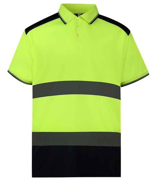 Hi-vis two-tone polo shirt YELLOW LARGE **CLEARANCE**