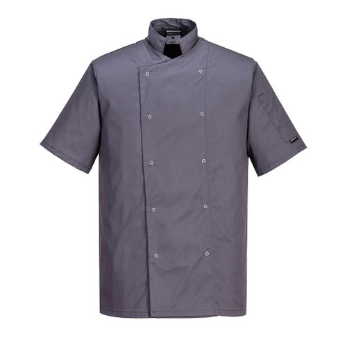 Portwest C733 - Cumbria Chefs Jacket GREY SMALL **CLEARANCE**